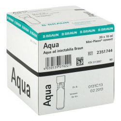 Aqua voor injectie, miniplasco 10ml, verp. à 20 stuks